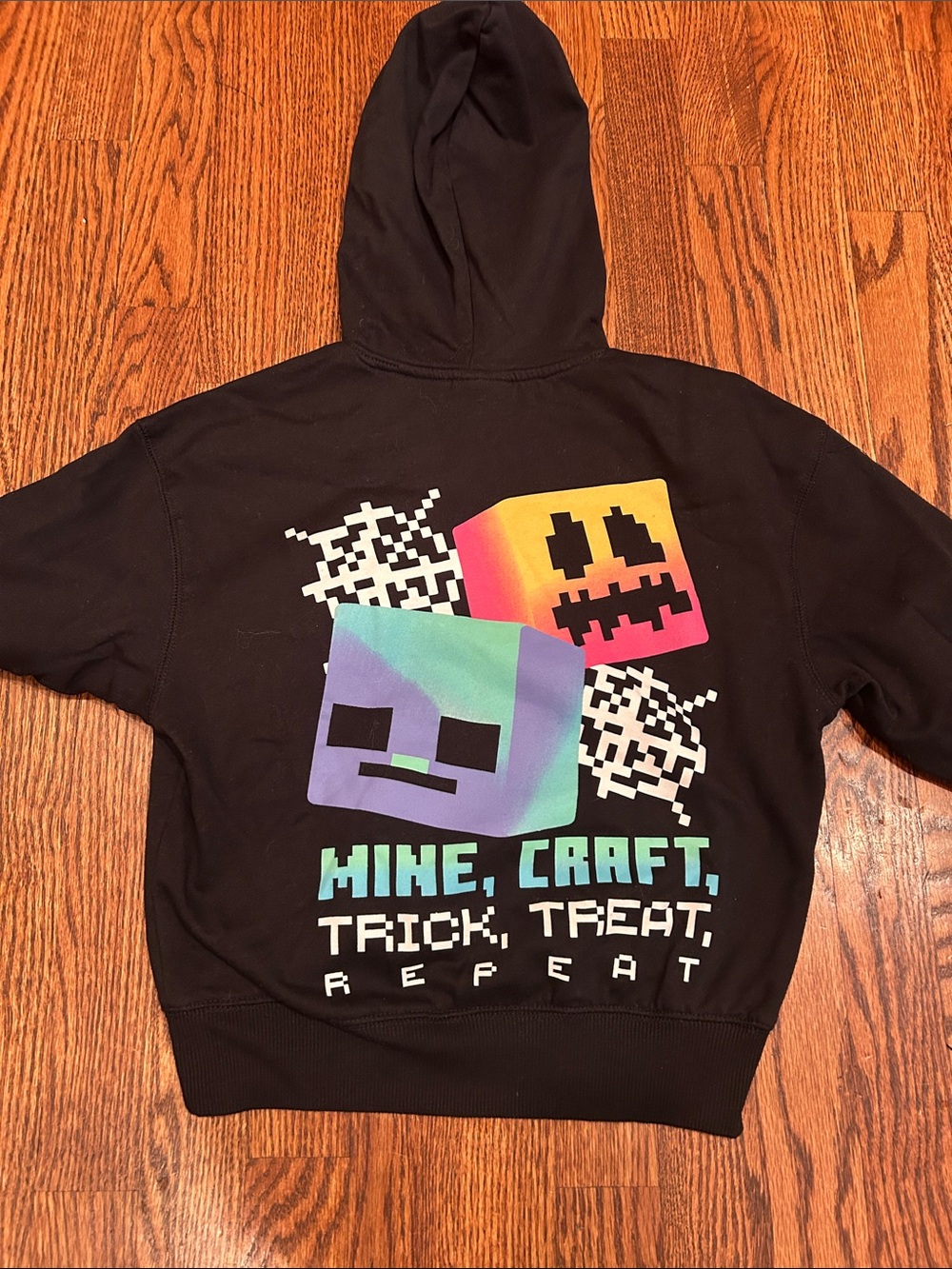 Kids Black Minecraft Halloween Graphic Hoodie